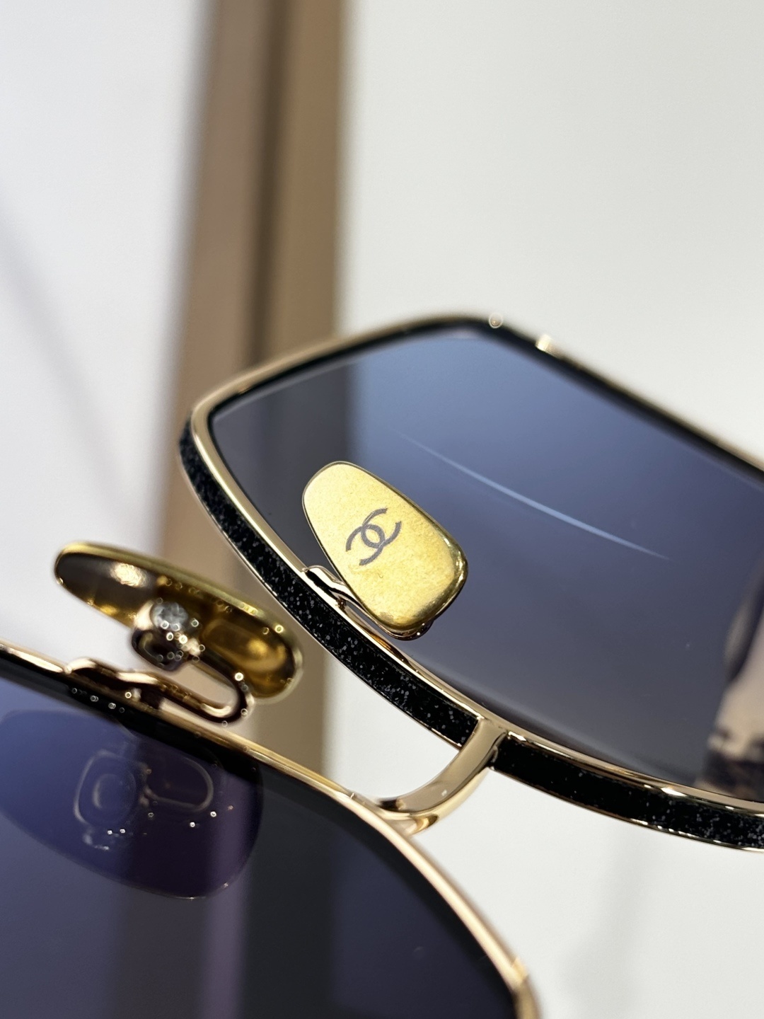 Luxury Chanel Polarized Square Sunglasses - Elegant Gold Frame