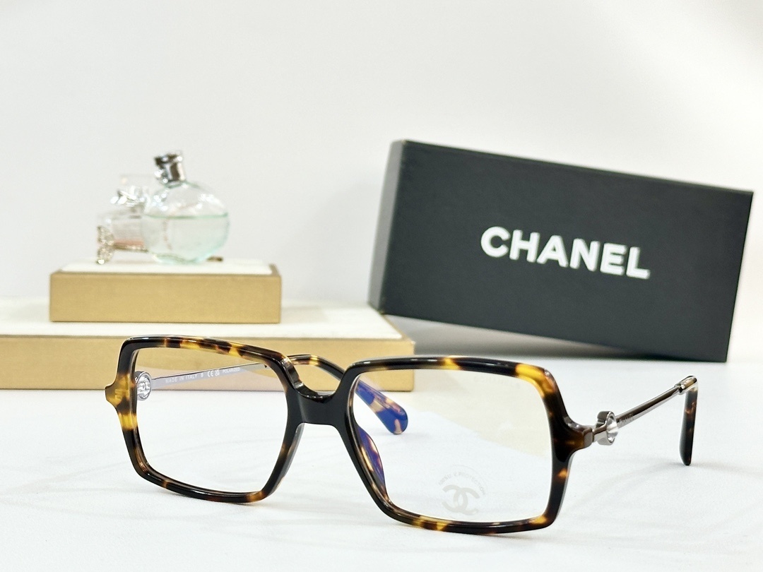 Chanel Luxury Square Optical Frames - Elegant Black & Gold Eyewear