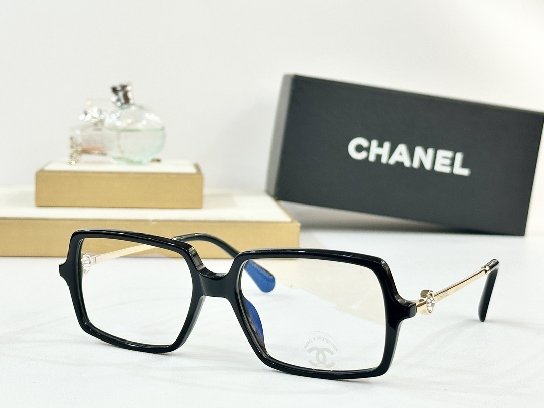 Chanel Luxury Square Optical Frames - Elegant Black & Gold Eyewear