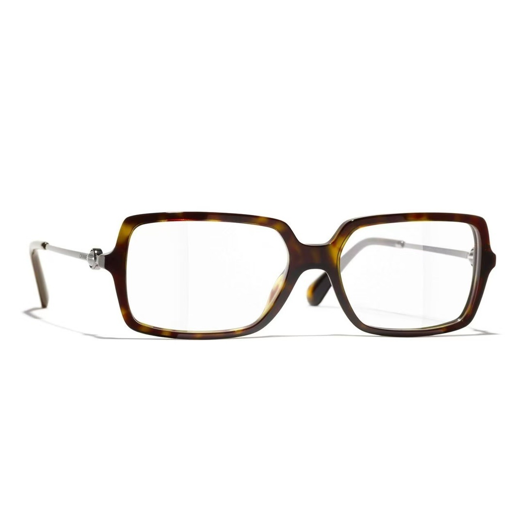 Chanel Oversized Square Eyeglass Frames with Gold Metal Temples