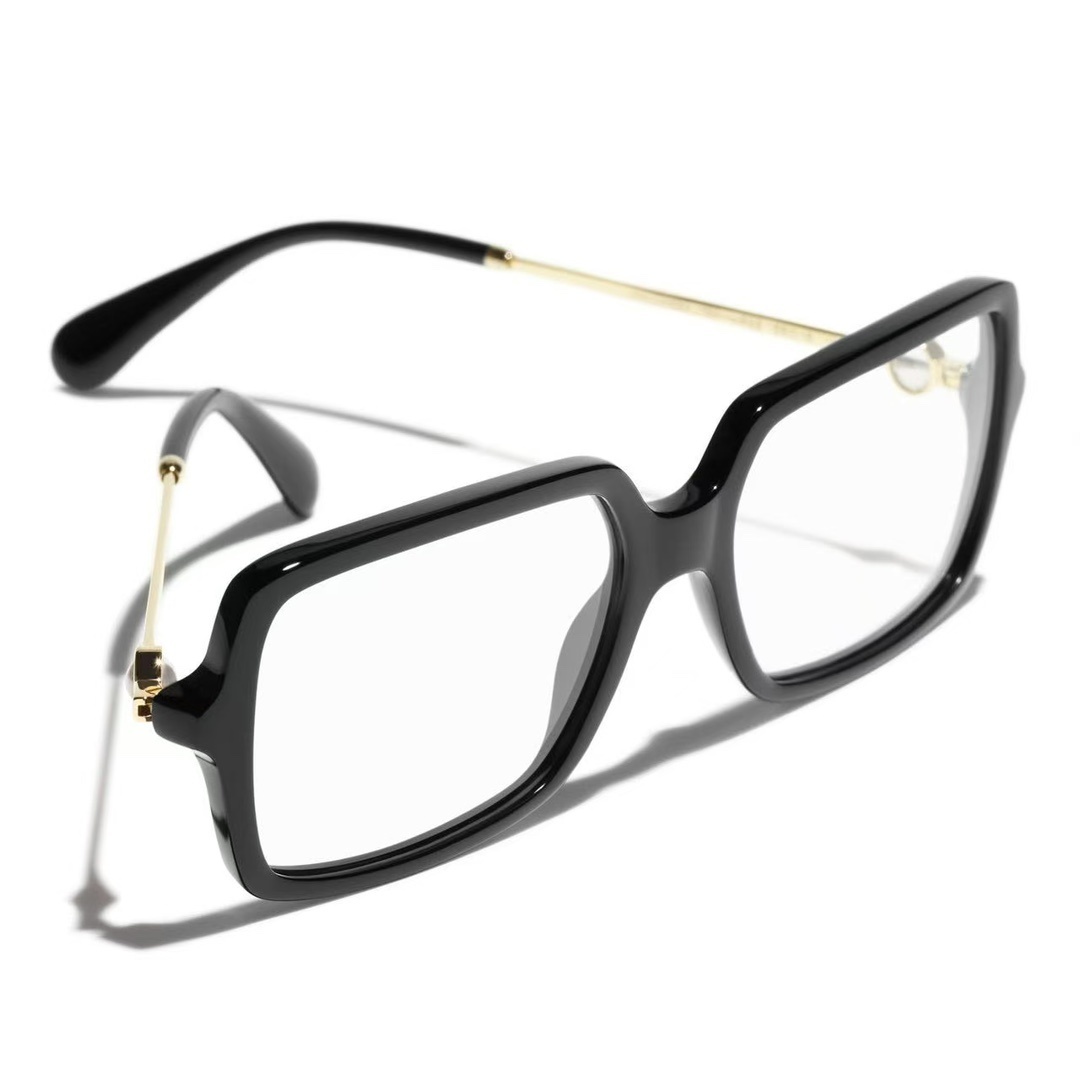Chanel Oversized Square Eyeglass Frames with Gold Metal Temples