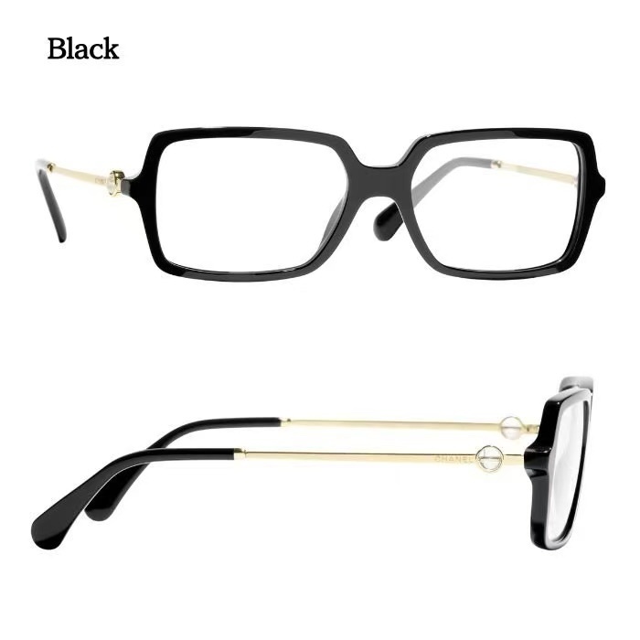 Chanel Oversized Square Eyeglass Frames with Gold Metal Temples