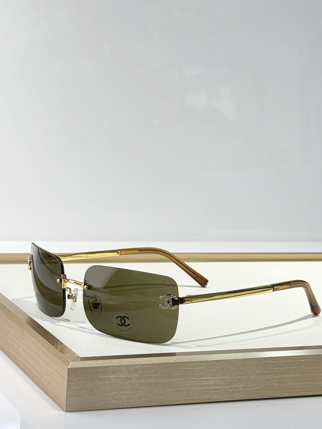 Chanel CH4218 Rimless Rectangular Sunglasses - Luxury Crystal CC