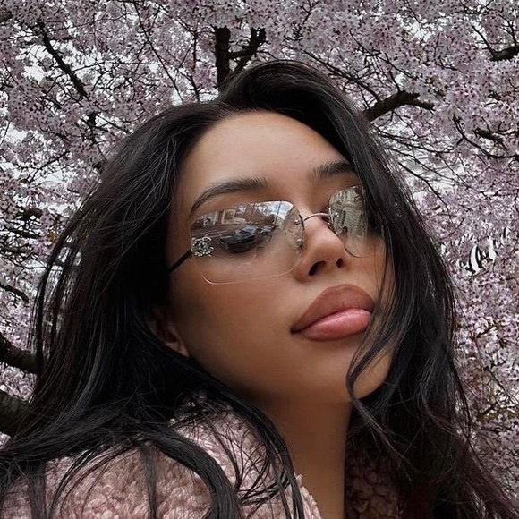 Luxury Rimless Gradient Sunglasses with Crystal Logo - Y2K Vintage