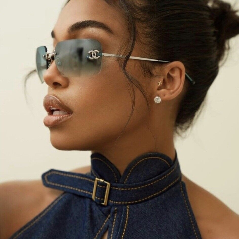 Luxury Rimless Rhinestone Sunglasses - Y2K Vintage Tinted Eyewear