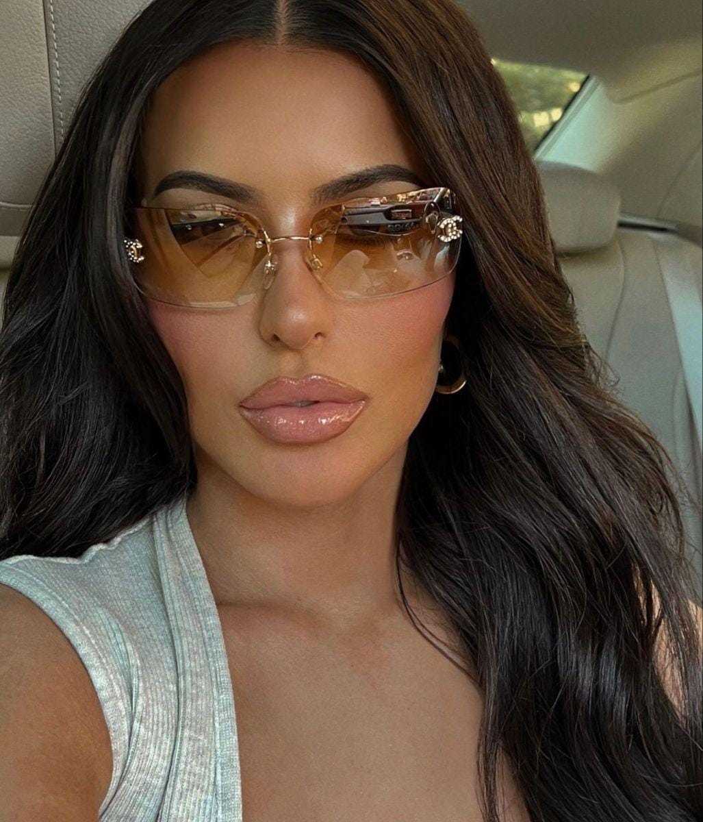 Luxury Rimless Rhinestone Sunglasses - Y2K Vintage Tinted Eyewear
