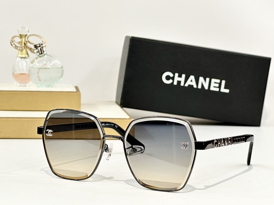 Chanel Oversized Square Sunglasses - Elegant Gold Metal Frame