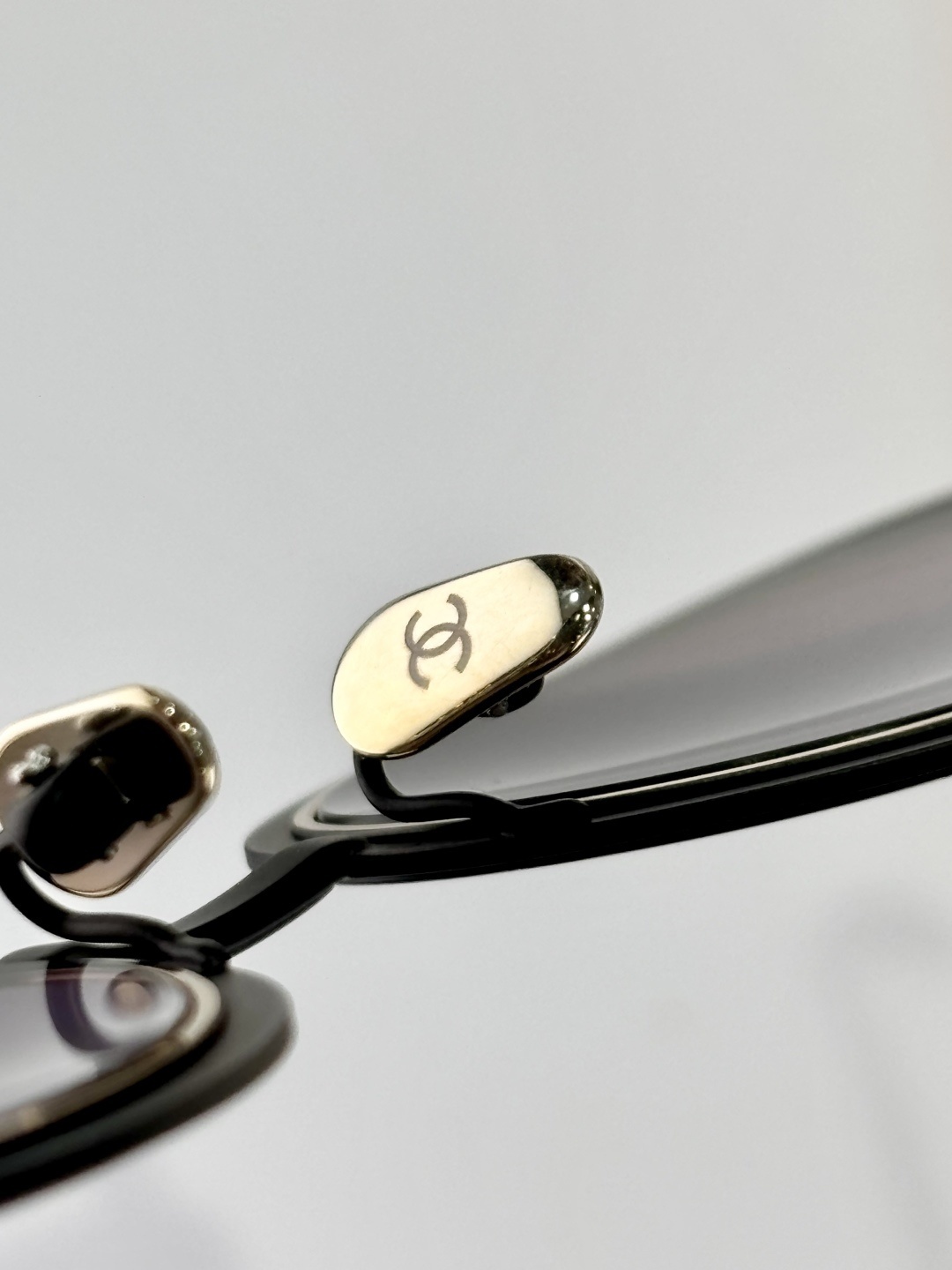 Chanel Luxury Oval Sunglasses Black Gold with Crystal CC Logo