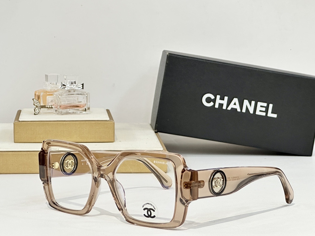 Chanel Luxury Oversized Square Eyeglasses with Gold CC Logo