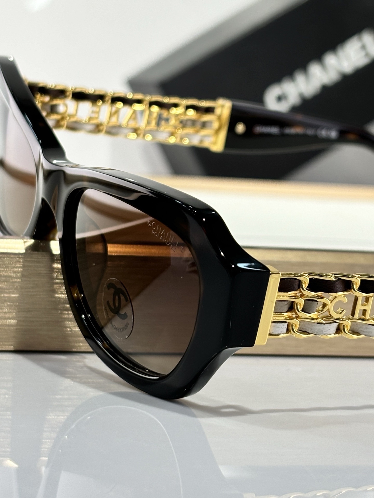 Chanel CH5537Q Cat-Eye Sunglasses - Luxury Interwoven Chain Design