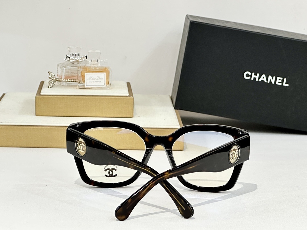 Chanel Luxury Oversized Square Eyeglasses with Gold CC Logo