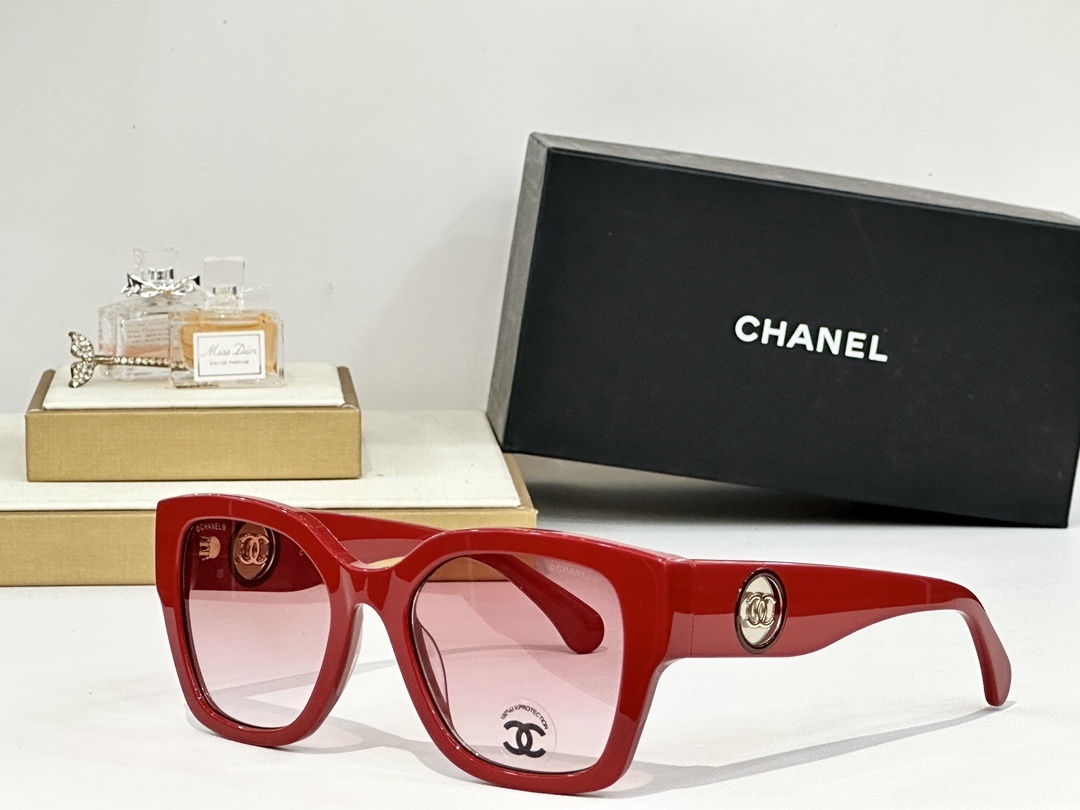 Chanel Oversized Square Sunglasses with Iconic CC Logo Medallion