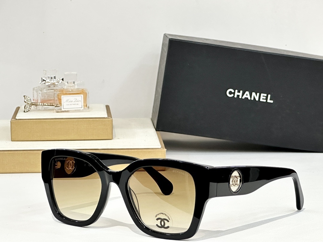 Chanel Oversized Square Sunglasses with Iconic CC Logo Medallion