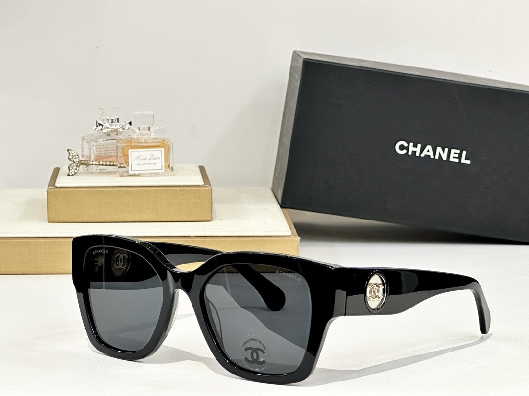 Chanel Oversized Square Sunglasses with Iconic CC Logo Medallion