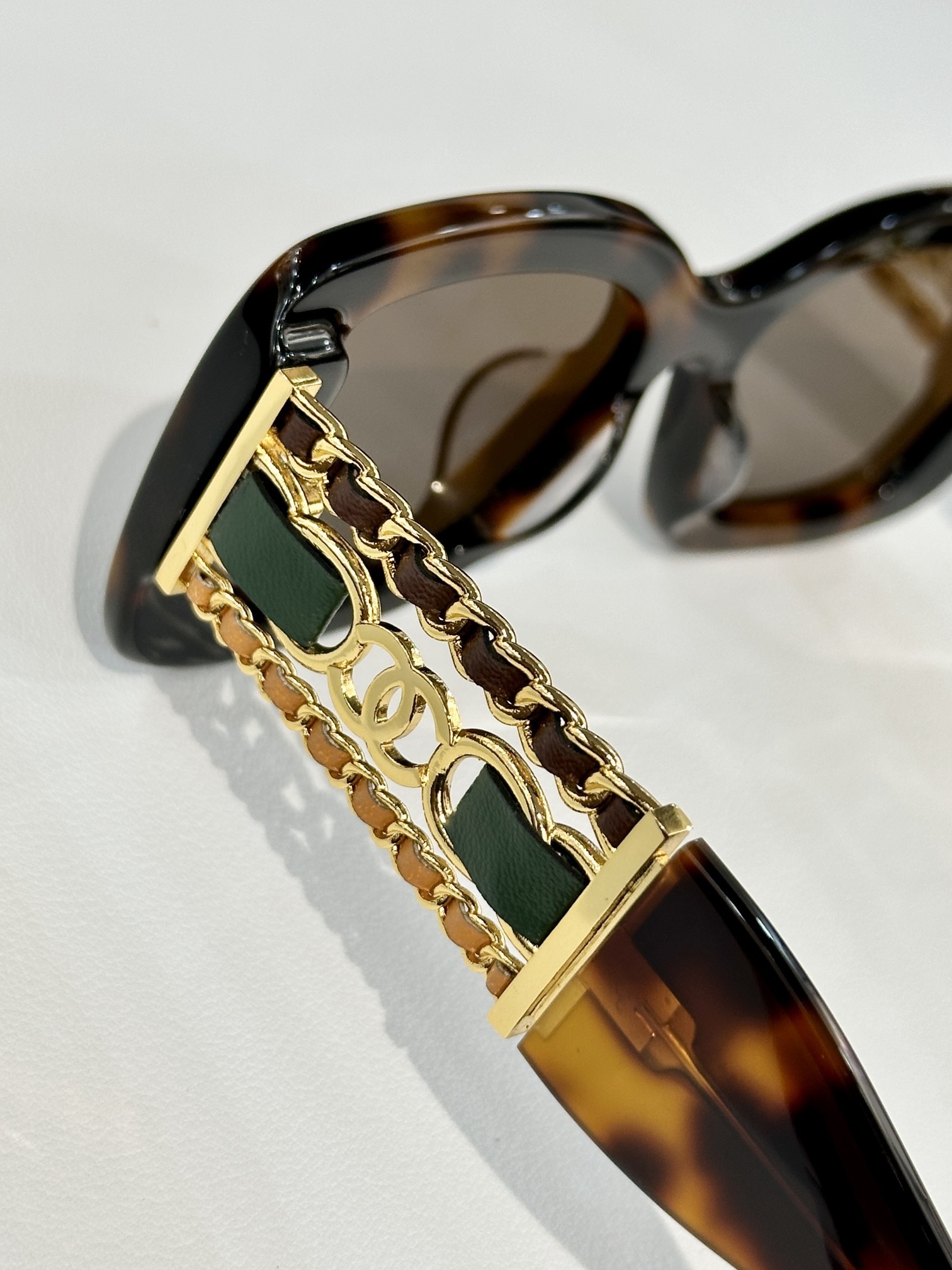 Chanel Oversized Square Sunglasses with Iconic Chain Detail