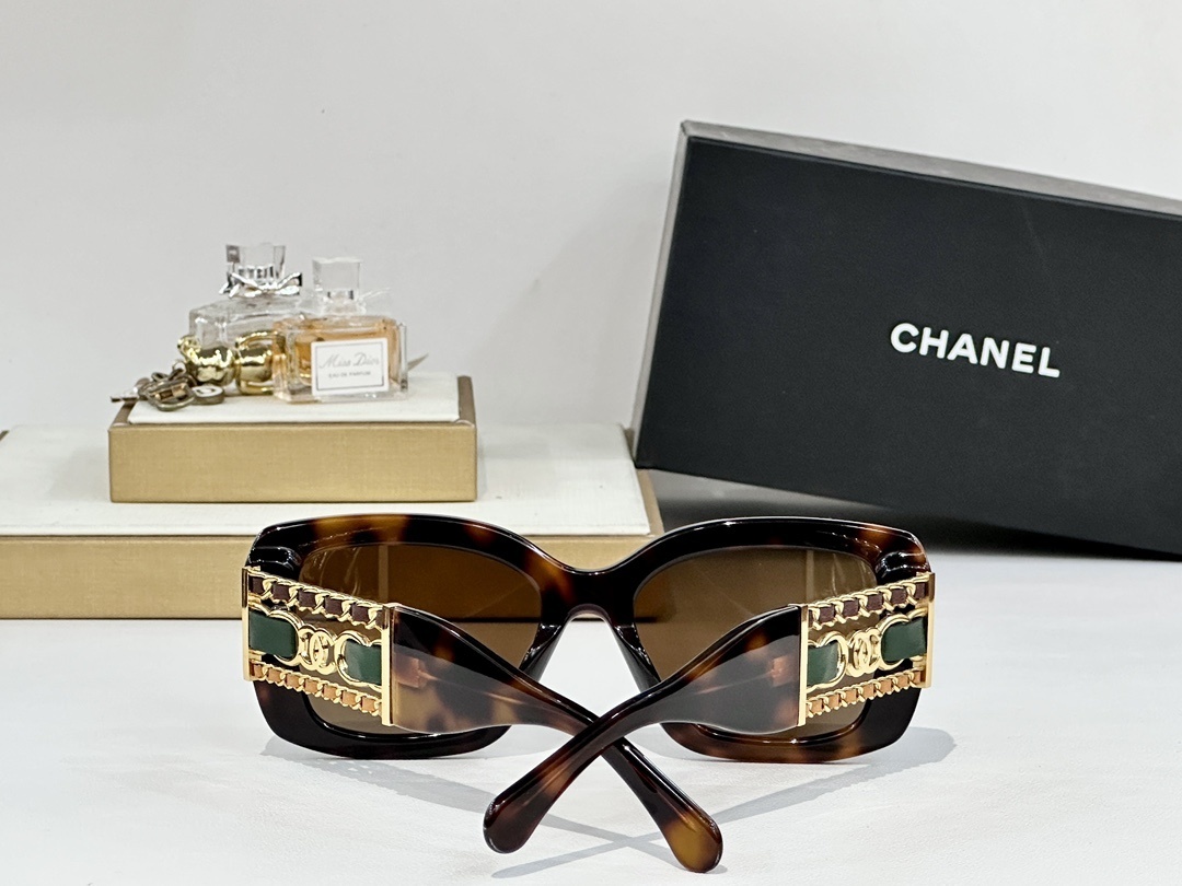Chanel Oversized Square Sunglasses with Iconic Chain Detail