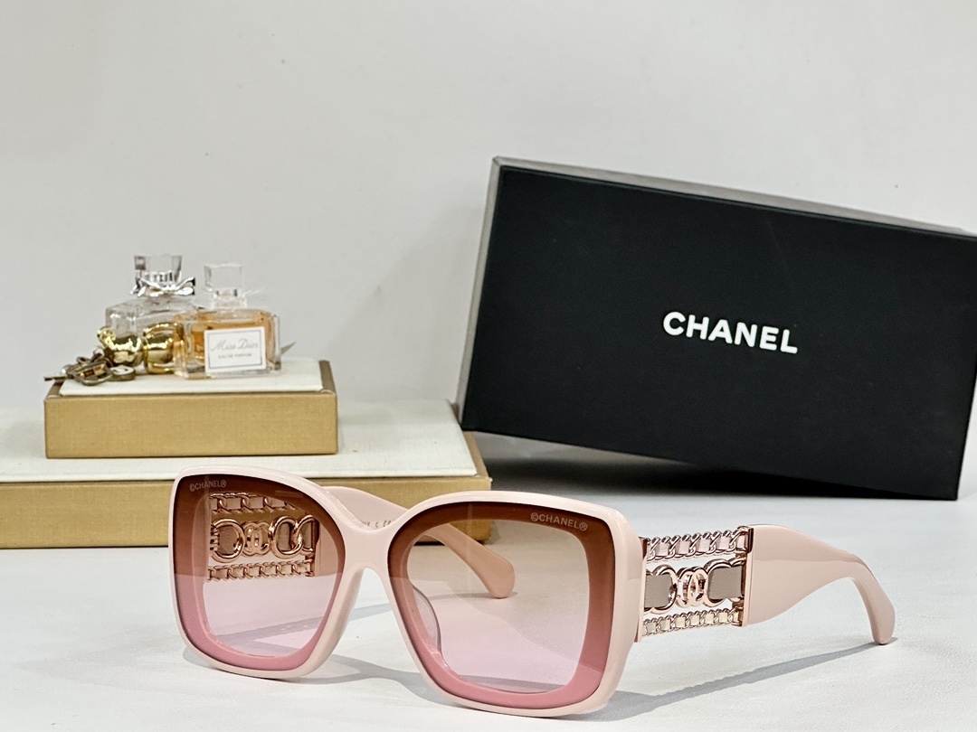 Chanel Oversized Square Sunglasses with Iconic Chain Detail