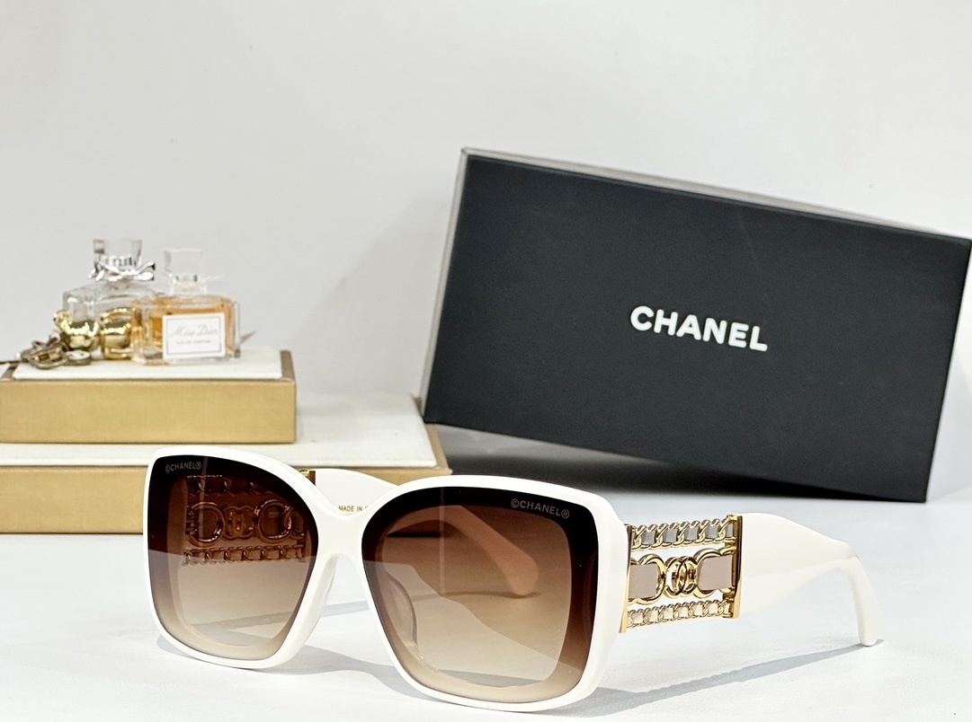Chanel Oversized Square Sunglasses with Iconic Chain Detail
