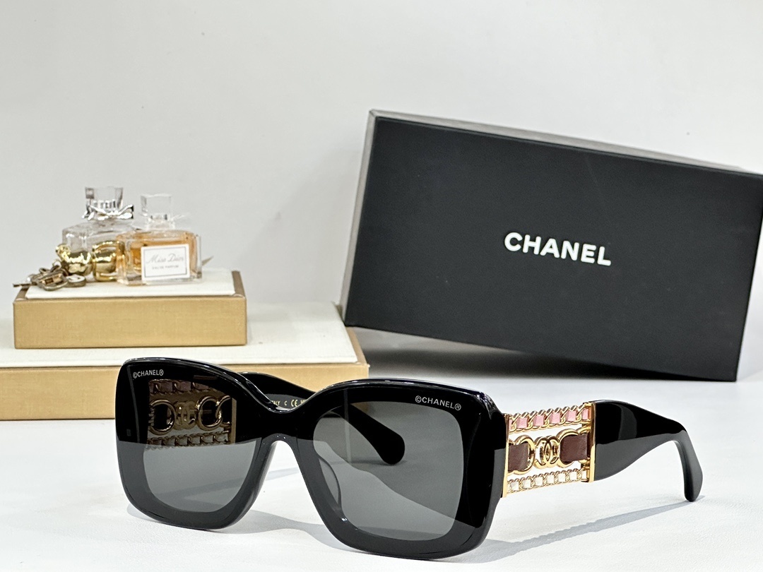 Chanel Oversized Square Sunglasses with Iconic Chain Detail