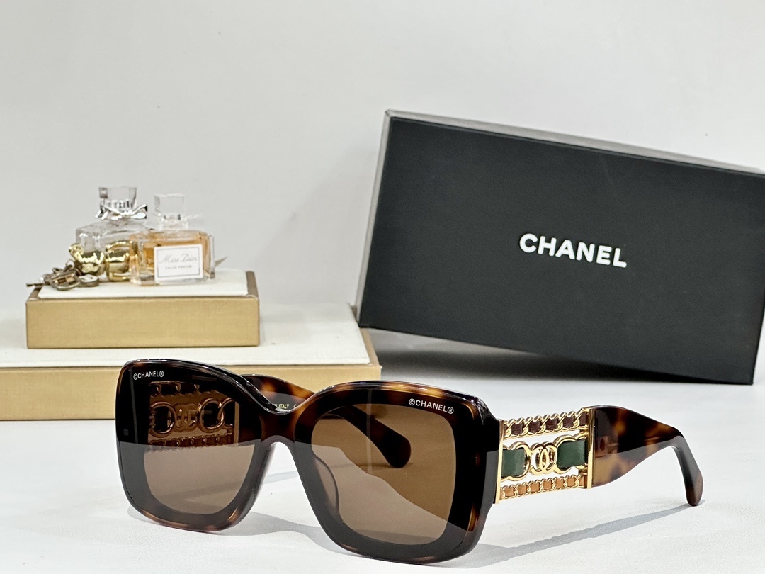 Chanel Oversized Square Sunglasses with Iconic Chain Detail
