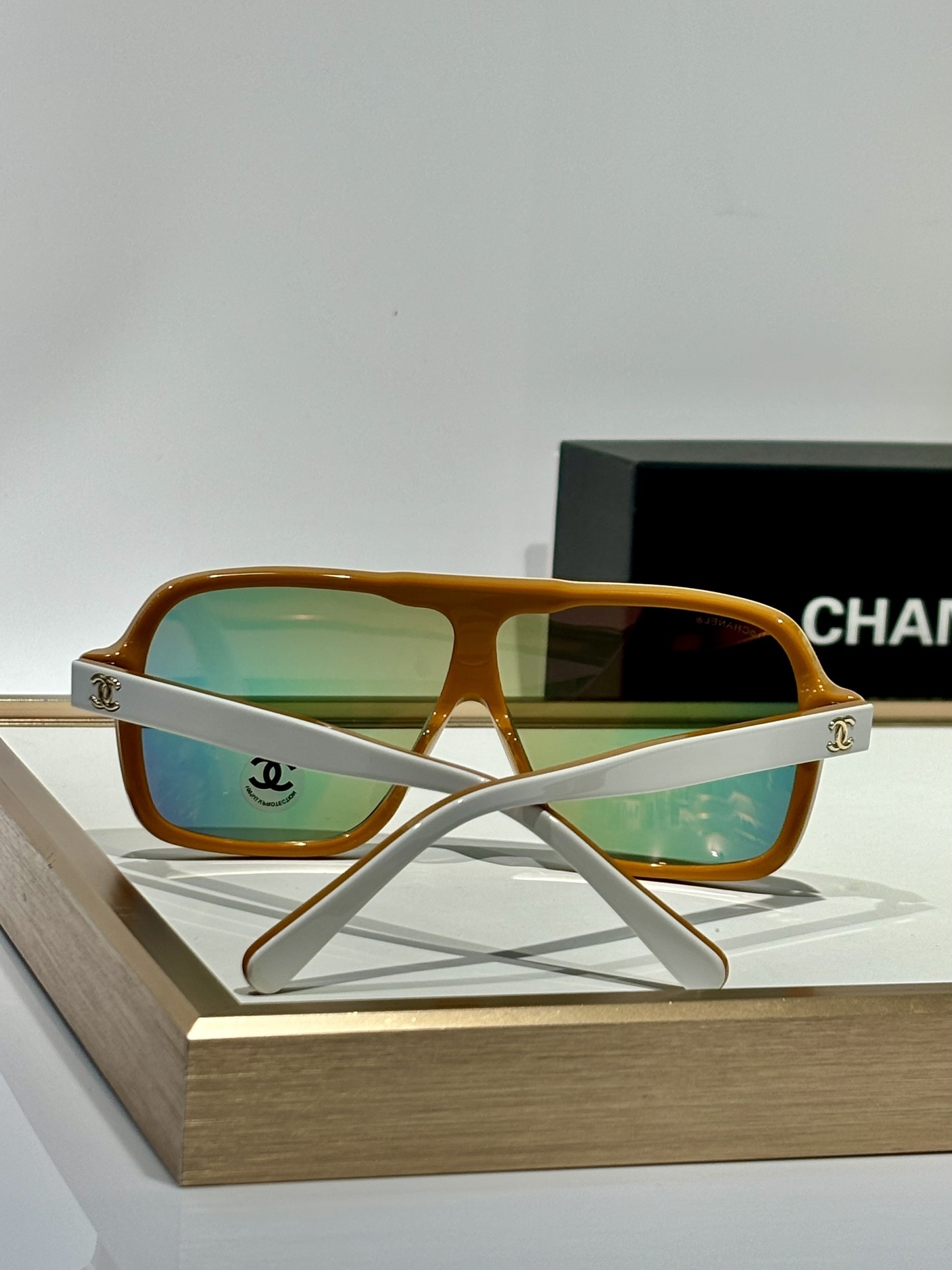 Chanel Luxury Oversized Shield Sunglasses with CC Logo Detailing