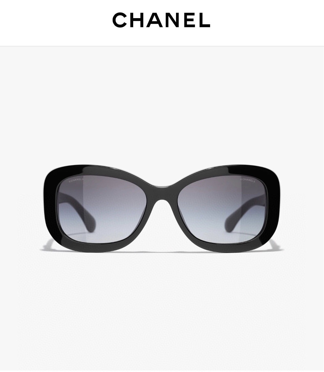 Chanel Butterfly Polarized Sunglasses - Black with Crystal Logo