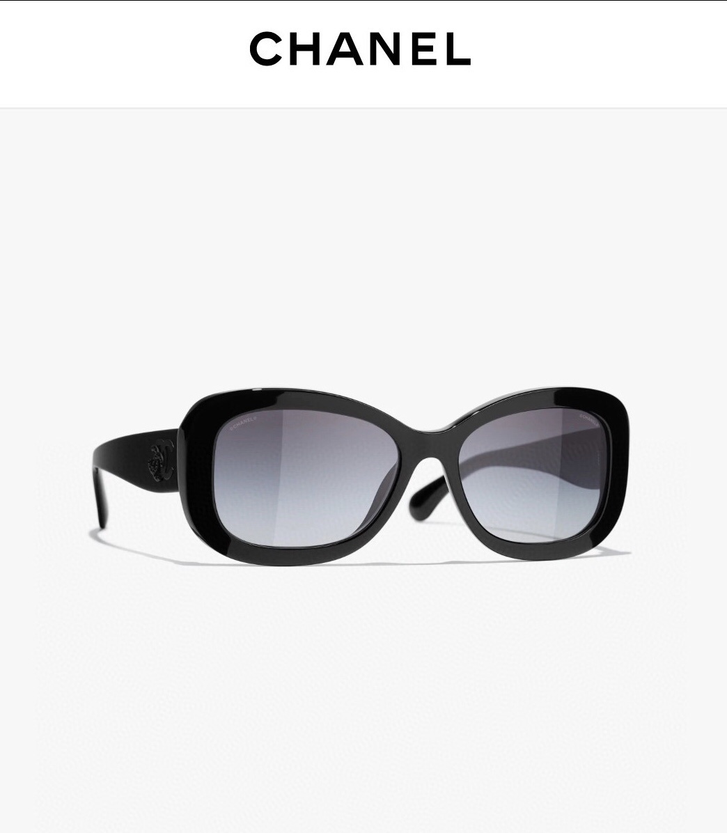 Chanel Butterfly Polarized Sunglasses - Black with Crystal Logo