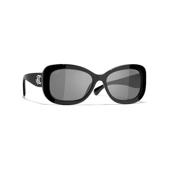 Chanel Butterfly Polarized Sunglasses - Black with Crystal Logo