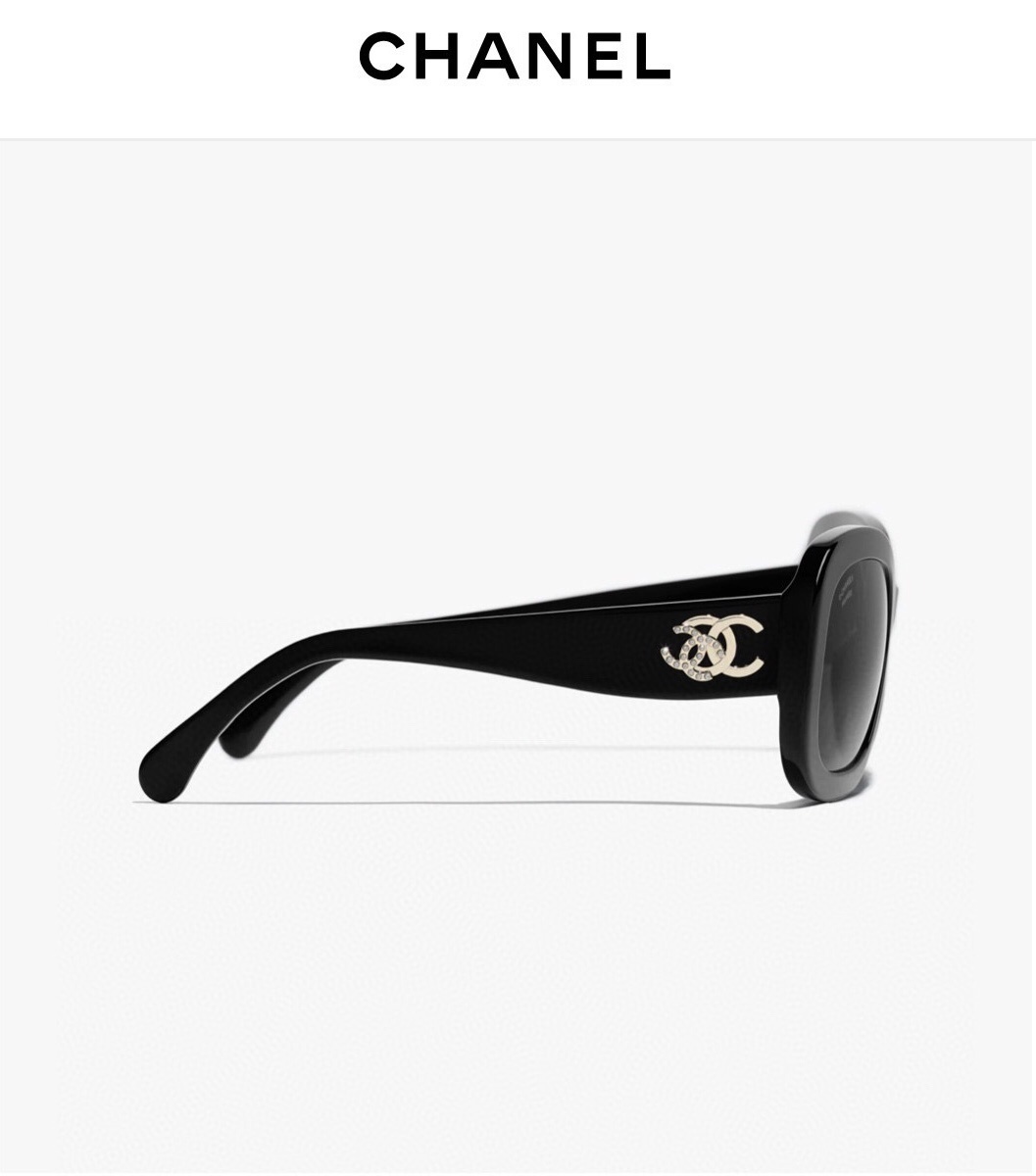 Chanel Butterfly Polarized Sunglasses - Black with Crystal Logo