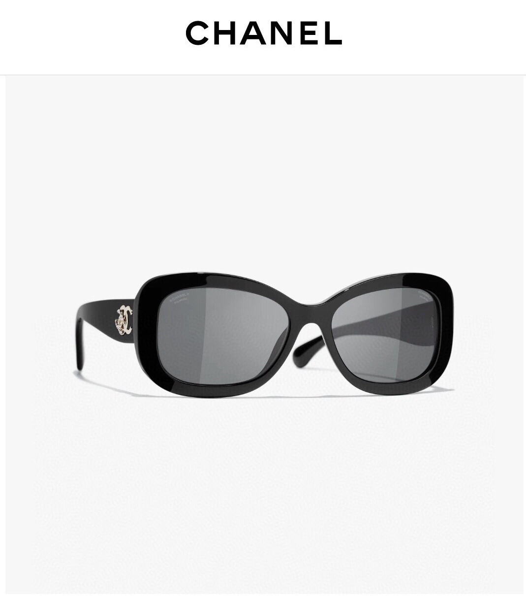 Chanel Butterfly Polarized Sunglasses – Black with Crystal Logo