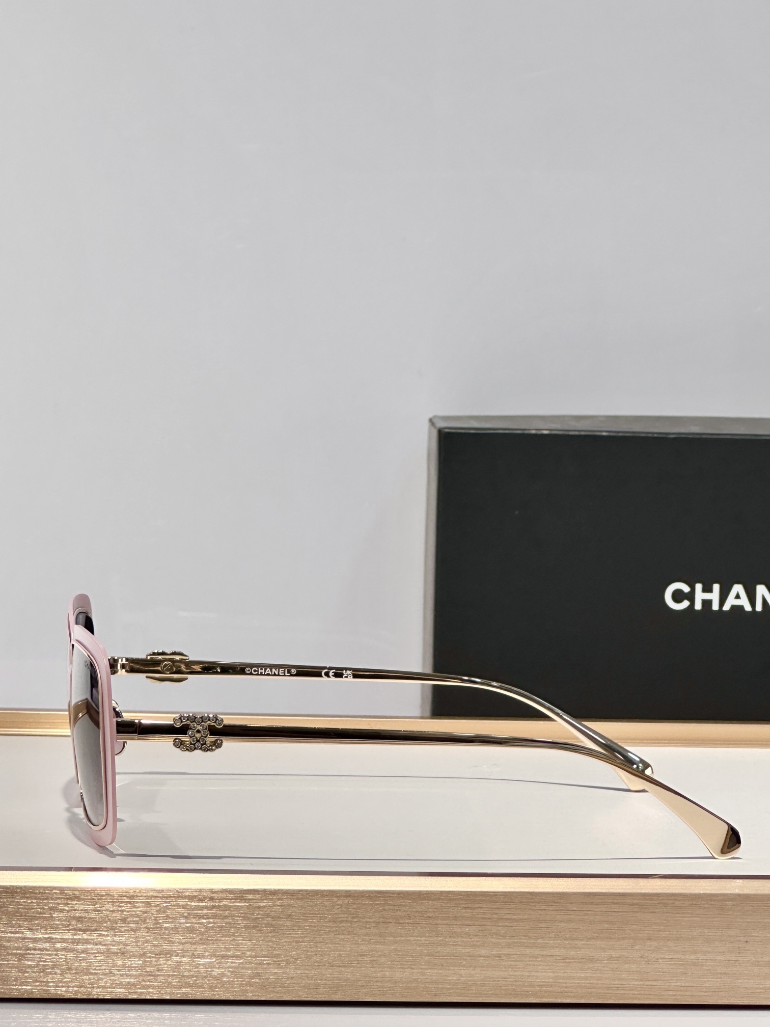 Chanel Women's Oversized Pink & Gold Square Gradient Sunglasses