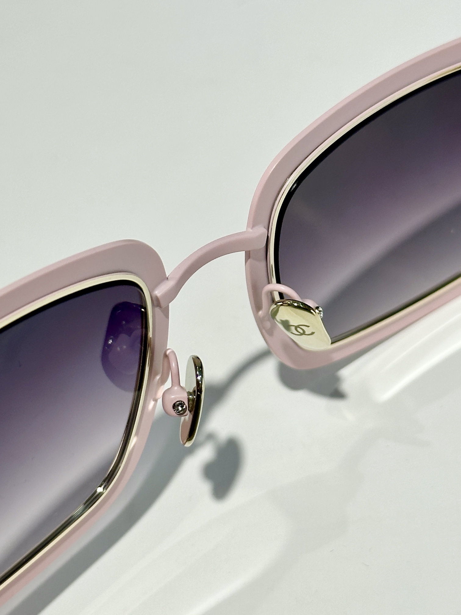 Chanel Women's Oversized Pink & Gold Square Gradient Sunglasses