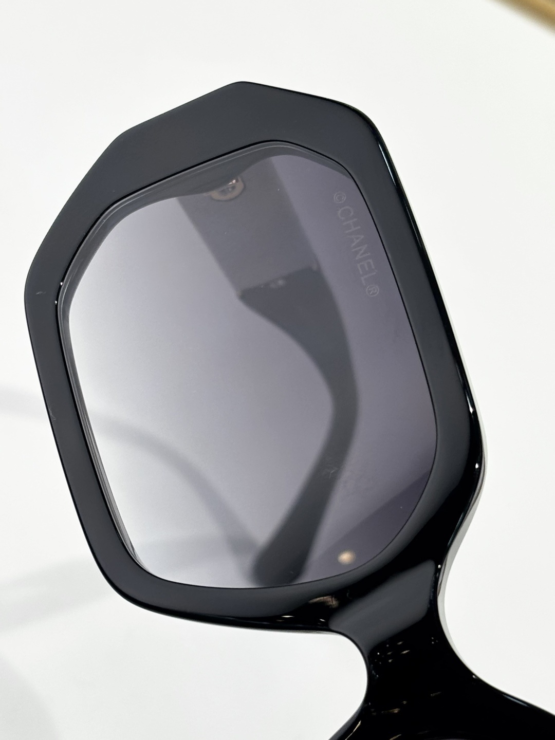 Chanel Oversized Black Geometric Sunglasses with CC Logo Temples