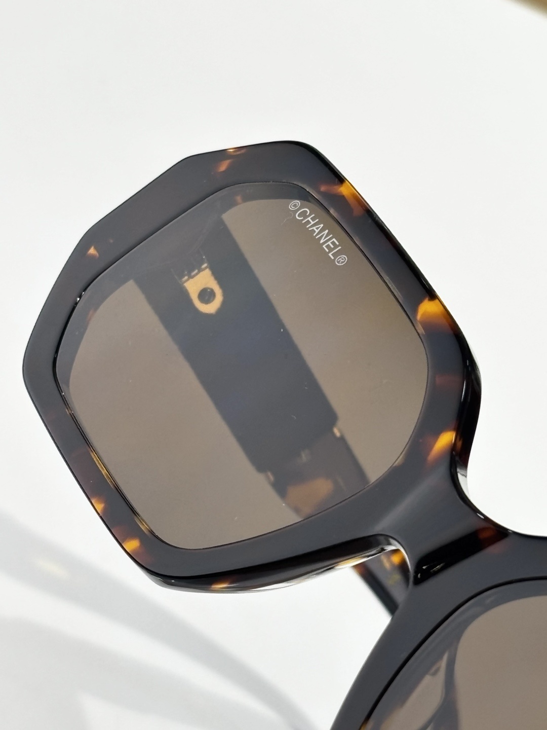 Chanel Square Tortoise Sunglasses with Velvet & Gold CC Logo