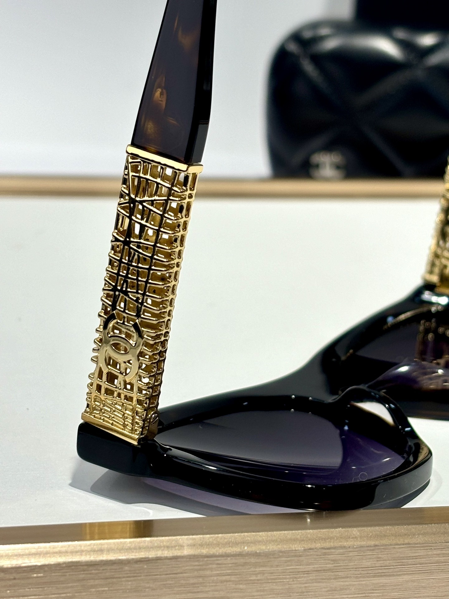 Chanel Oversized Tortoise Sunglasses with Gold Filigree CC Logo