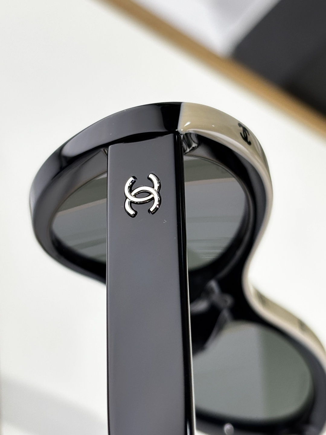 Chanel CH5416A Oval Sunglasses - Black & Beige Logo Frame