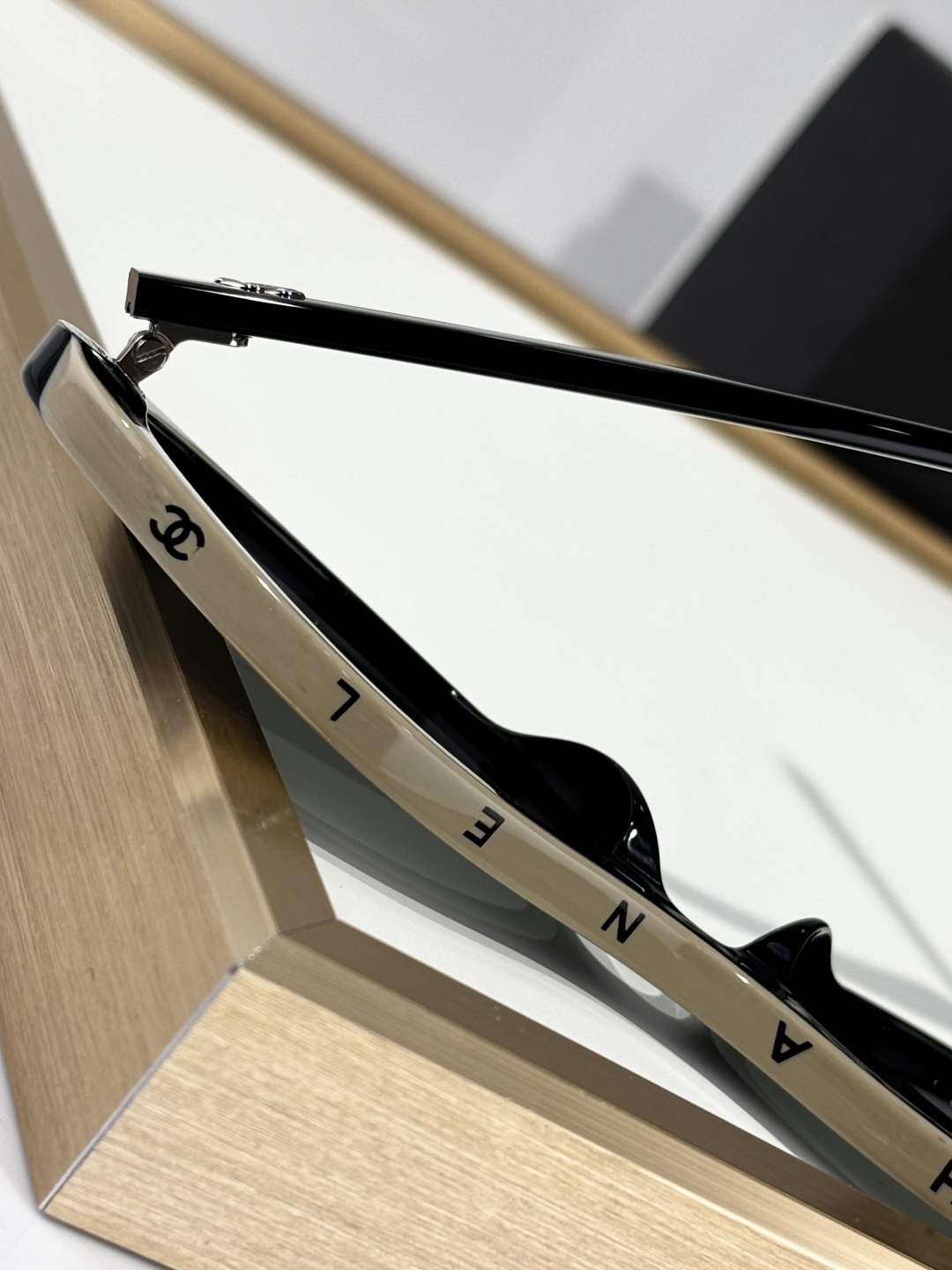 Chanel CH5416A Oval Sunglasses - Black & Beige Logo Frame