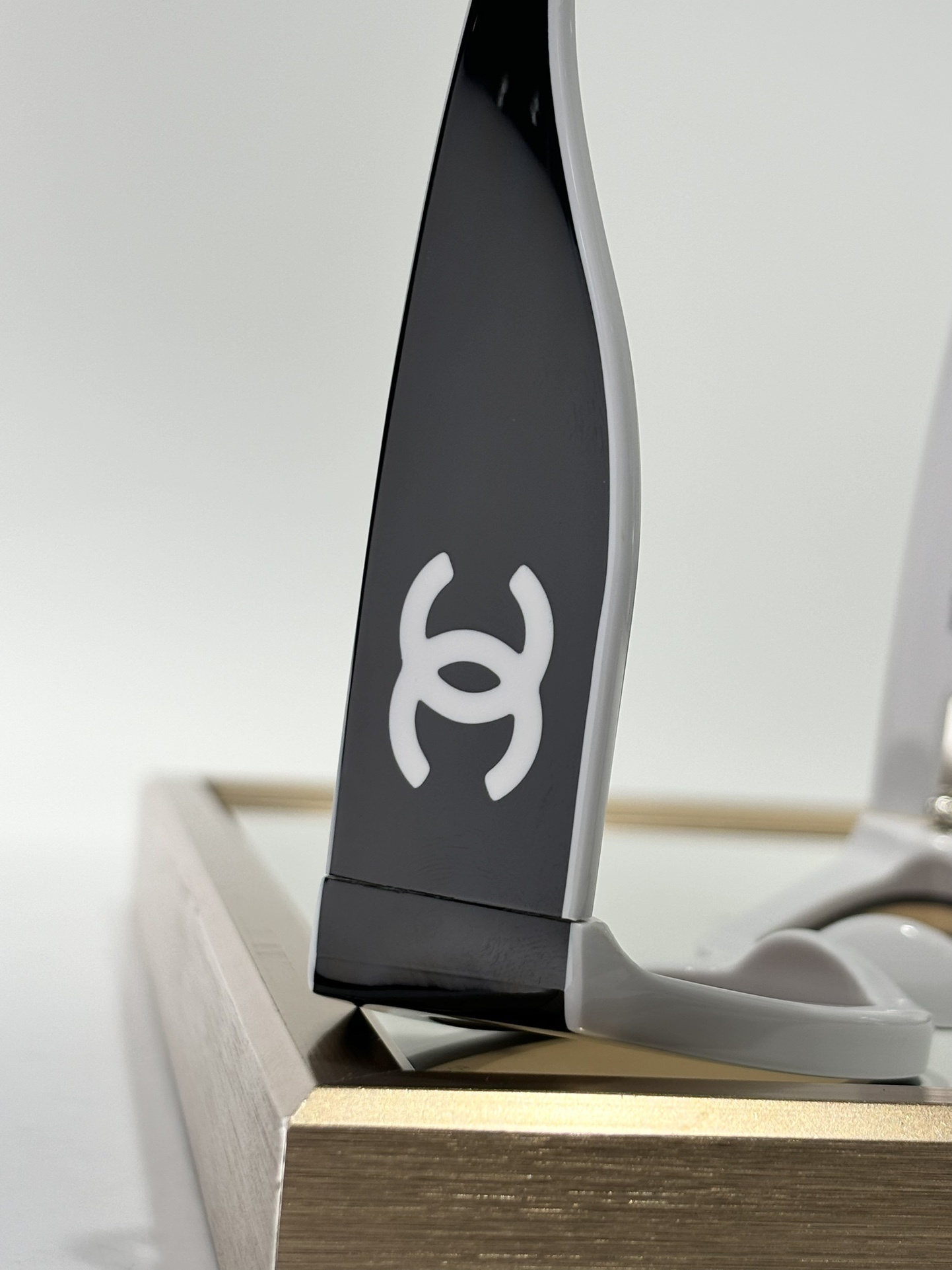 Chanel Black and White Shield Sunglasses with CC Logo