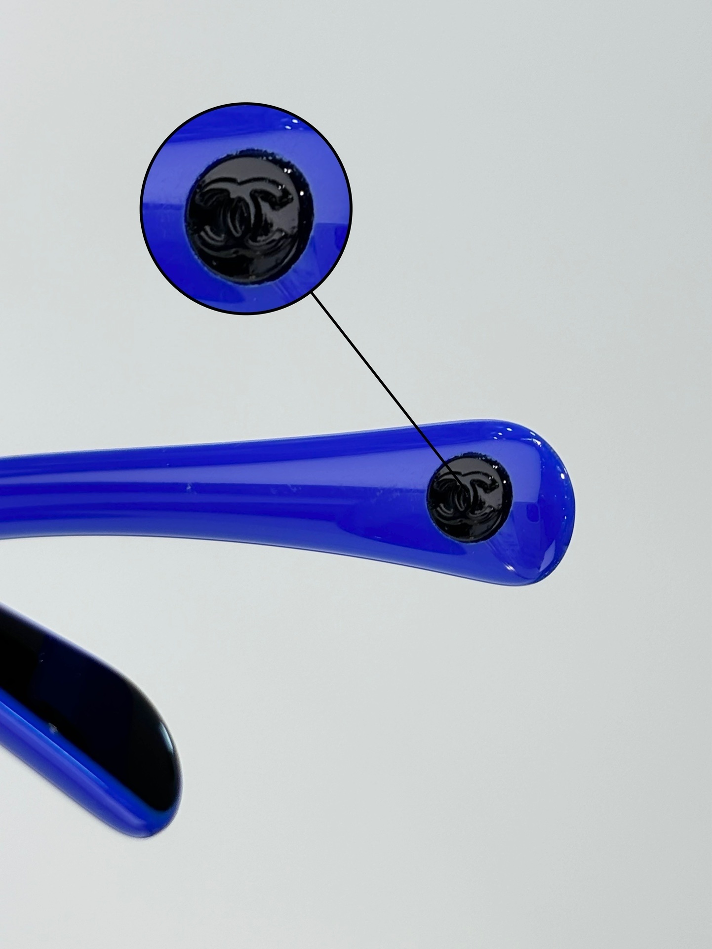 Chanel Black & Blue Shield Sunglasses with Signature CC Logo