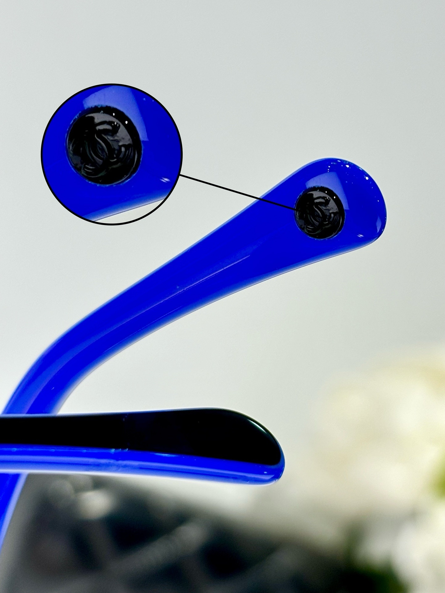 Chanel Black & Blue Shield Sunglasses with Signature CC Logo