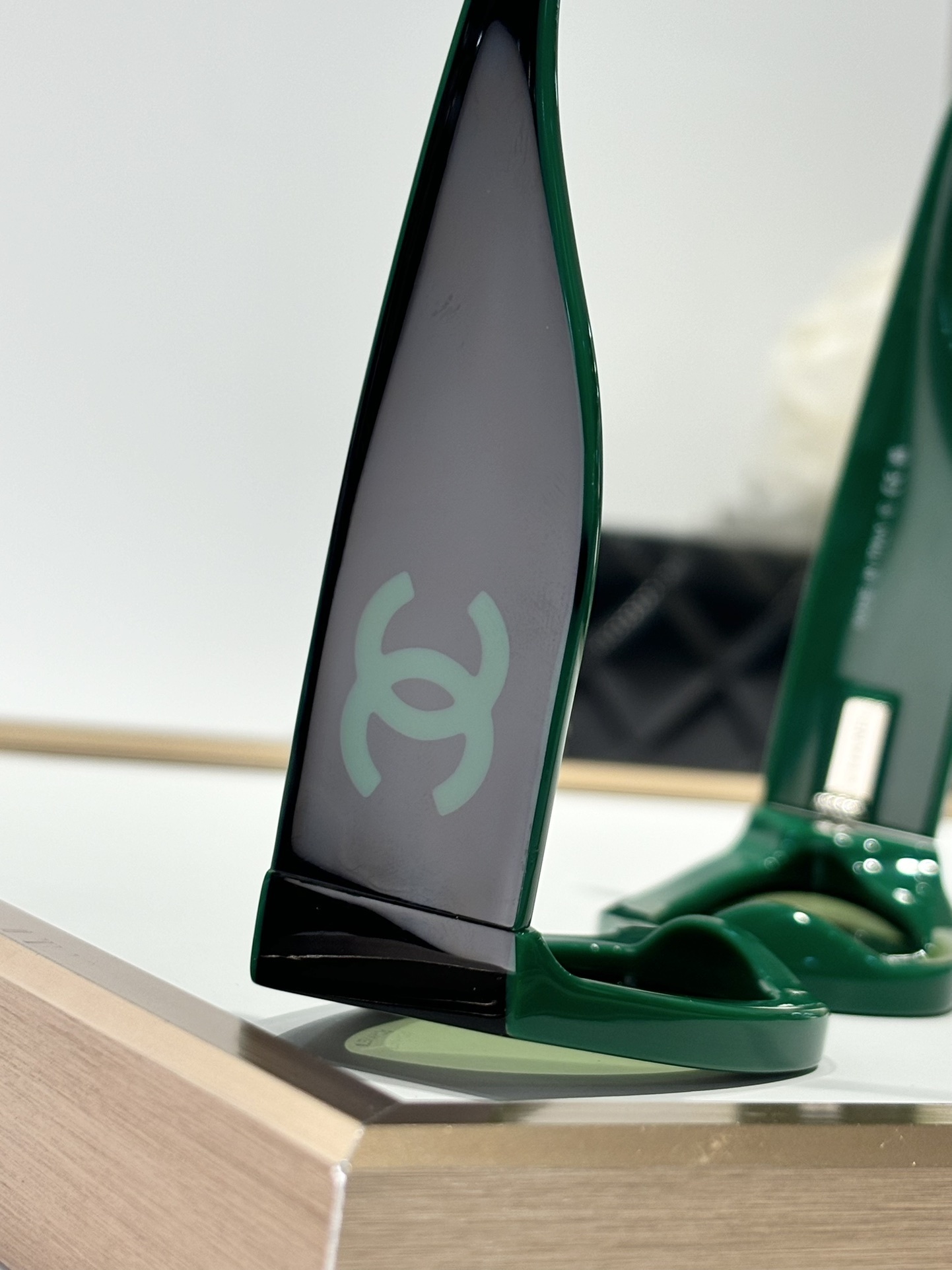 Chanel Rectangular Shield Sunglasses - Black & Green Luxury Eyewear