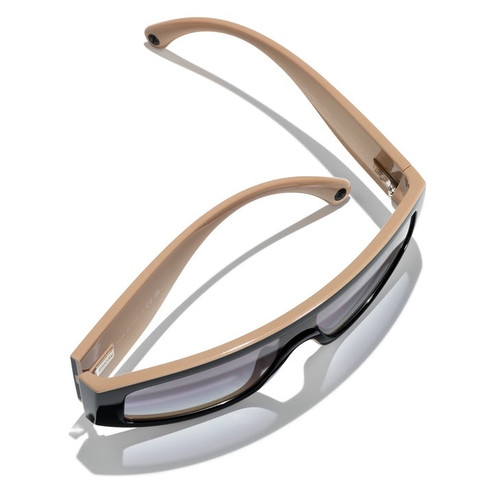 Chanel Black & Beige Shield Sunglasses with Large CC Logo