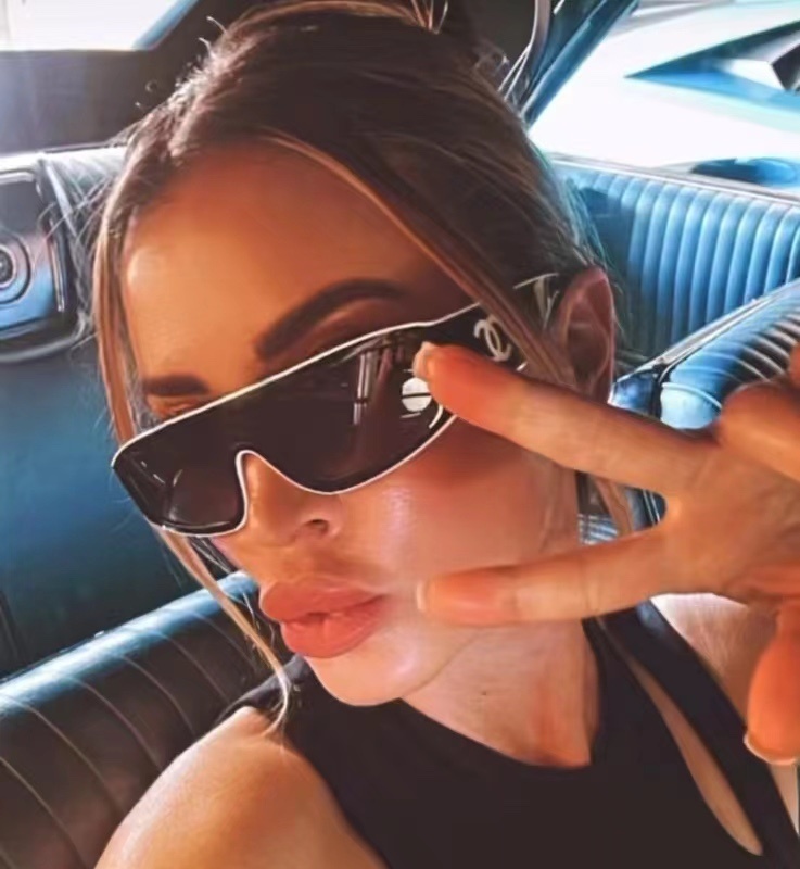 Chanel Luxury Shield Wrap Sunglasses - Black & White CC Logo