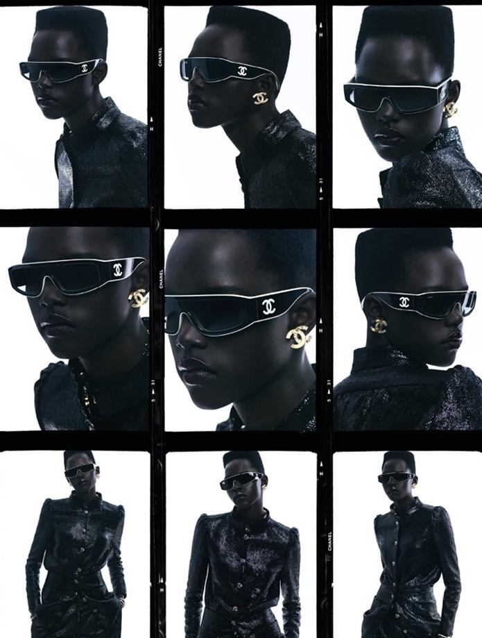 Chanel Luxury Shield Wrap Sunglasses - Black & White CC Logo