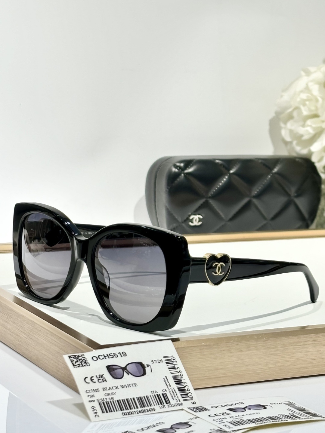Chanel OCH5519 Butterfly Sunglasses with Heart CC Logo Details