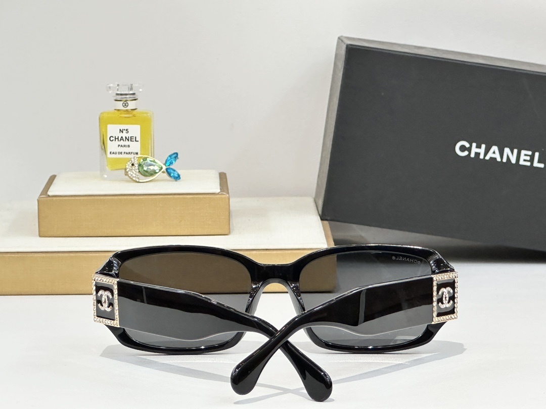 Chanel Oversized Square Sunglasses - Crystal CC Logo Luxury Eyewear