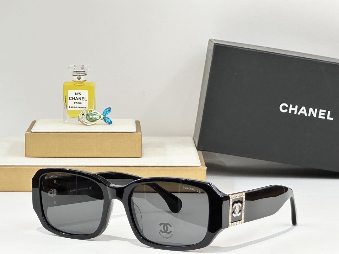Chanel Oversized Square Sunglasses - Crystal CC Logo Luxury Eyewear
