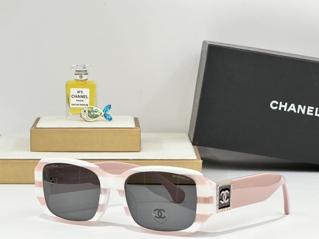 Chanel Oversized Square Sunglasses - Crystal CC Logo Luxury Eyewear