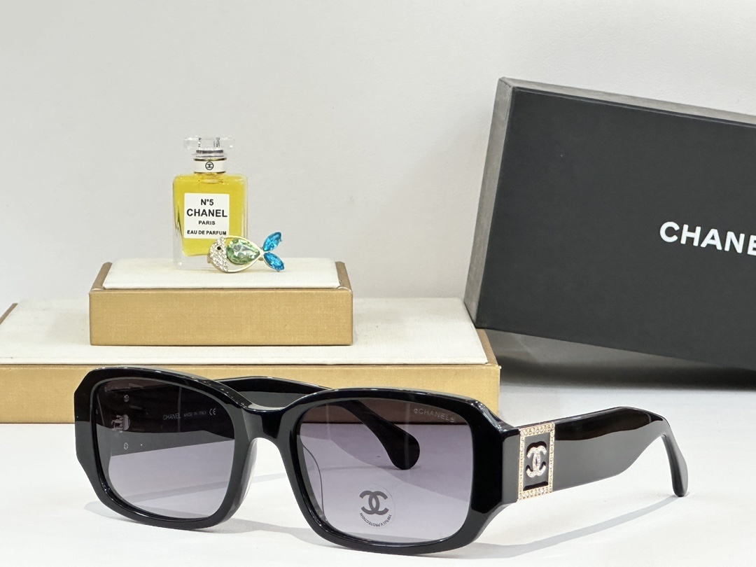 Chanel Oversized Square Sunglasses - Crystal CC Logo Luxury Eyewear