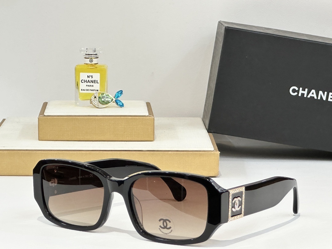 Chanel Oversized Square Sunglasses – Crystal CC Logo Luxury Eyewear